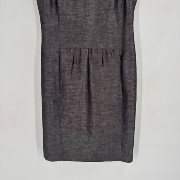 Hugo Boss Womens Linen Blend Cap Sleeve Pleated Sheath Dress Heather Gray Size 6 - Picture 5 of 11